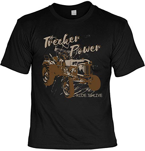 Herren Freizeit Shirt mit Traktor-Motiv schwarz - Trecker Power - Coole Männer Tshirts 4 Heroes kultige Maenner Geschenke zum Gebutstag oder Vatertag von Geile-Fun-T-Shirts