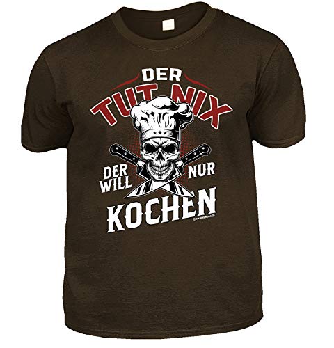 Herren Fun T-Shirt Dunkelbraun - DREI Sterne Koch - lustige Fun Shirts 4 Heroes Geburtstagsgeschenk-Set für Männer Bedruckt mit Urkunde von Geile-Fun-T-Shirts