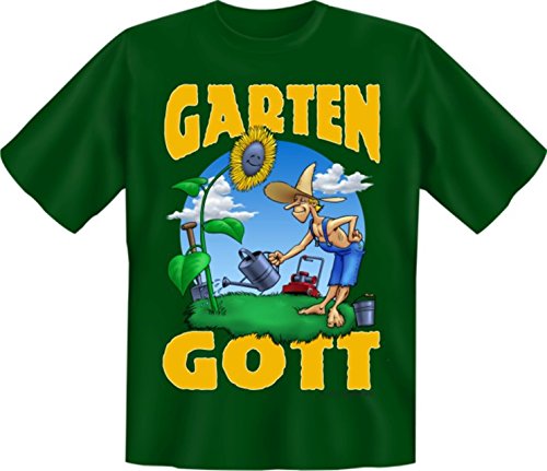 Herren Fun T-Shirt Gruen - Garten-Gott - Shirts 4 Heroes Geschenk-Set geil Bedruckt mit Spassvogel Urkunde von Geile-Fun-T-Shirts