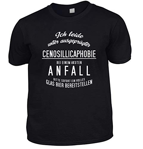 Herren Fun T-Shirt schwarz - Cenosillicaphobie Anfall - lustige Fun Shirts 4 Heroes Vatertagsgeschenk-Set mit Urkunde von Geile-Fun-T-Shirts