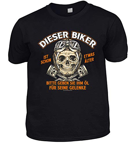 Herren Fun T-Shirt schwarz - Dieser Biker ist Schon etwas älter - lustige Fun Shirts 4 Heroes Geburtstagsgeschenk-Set für Männer Bedruckt mit Urkunde von Geile-Fun-T-Shirts