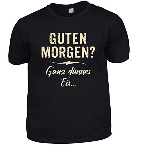 Herren Fun T-Shirt schwarz - Guten Morgen - Ganz dünnes EIS - lustige Fun Shirts 4 Heroes Vatertagsgeschenk-Set für Männer mit Urkunde von Geile-Fun-T-Shirts