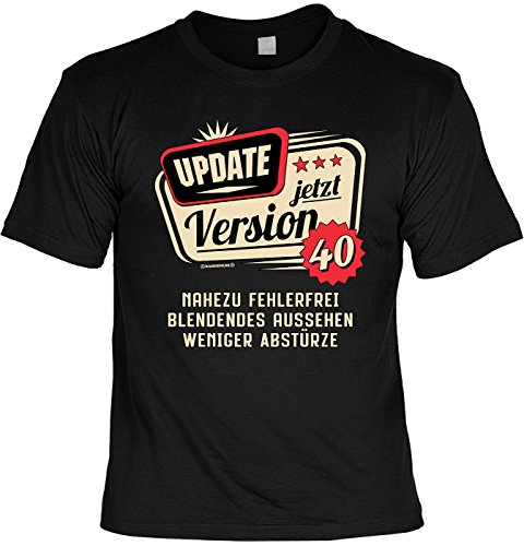 Herren Geburtstag T-Shirt 40 Jahre - Update jetzt Version 40 - lustige Shirts für Männer schwarz Geschenk Set mit Mini Flaschenshirt von Geile-Fun-T-Shirts