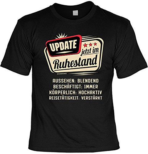 Herren Geburtstag T-Shirt - Update jetzt im Ruhestand - lustige Shirts für Männer schwarz Geschenk-Set Bedruckt mit Urkunde von Geile-Fun-T-Shirts