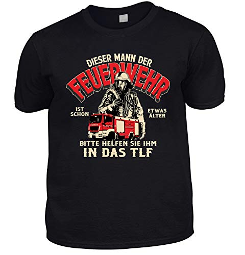 Herren Geburtstag T-Shirt schwarz - Mann der Feuerwehr ins TLF - lustige Fun Shirts 4 Heroes Geburtstagsgeschenk-Set für Männer Bedruckt mit Urkunde von Geile-Fun-T-Shirts