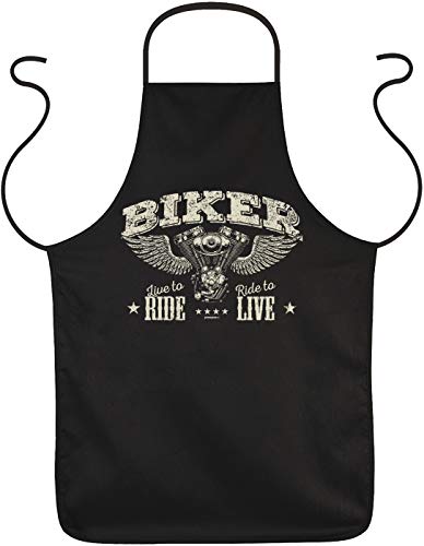 Herren Grillschürze - Biker Live to ride Ride to live - Küchenschürze Kochschürze für Männer schwarz lustiges Geschenk zum Geburtstag oder Vatertag von Geile-Fun-T-Shirts