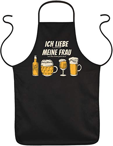 Herren Grillschürze - Ich liebe meine Frau beim Bier - Küchenschürze Kochschürze für Männer schwarz lustiges Geschenk zum Geburtstag oder Vatertag von Geile-Fun-T-Shirts