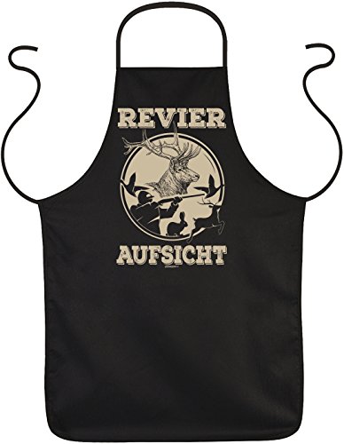 Herren Grillschürze - Revier-Aufsicht - Küchenschürze Kochschürze für Männer schwarz lustiges Jäger Geschenk zum Geburtstag von Geile-Fun-T-Shirts