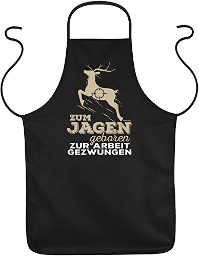 HDmirrorR Herren Grillschürze - Zum Jagen geboren - Küchenschürze Kochschürze für Männer schwarz lustiges Jäger Geschenk zum Geburtstag von Geile-Fun-T-Shirts