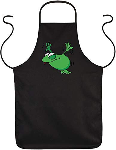 Herren Grillschürze schwarz - Frosch oder Grillen verleiht Flügel - lustige Grill Koch Küchen-Schürze cooles Vatertag / GeburtstagsGeschenk für Männer von Geile-Fun-T-Shirts