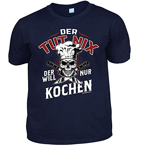 Herren Koch T-Shirt dunkelblau - Der TUT nix, nur Kochen - lustige Fun Shirts 4 Heroes Geburtstagsgeschenk-Set für Männer Bedruckt mit Urkunde von Geile-Fun-T-Shirts