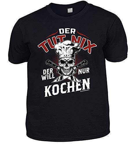 Herren Koch T-Shirt schwarz - Der TUT nix, nur Kochen - lustige Fun Shirts 4 Heroes Geburtstagsgeschenk-Set für Männer Bedruckt mit Urkunde von Geile-Fun-T-Shirts