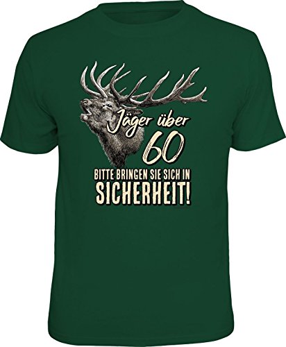 Jäger T-Shirt Jäger über 60 - In Sicherheit Jagd Fun Shirt 4 Heroes Geburtstag Geschenk geil Bedruckt mit Urkunde von Geile-Fun-T-Shirts