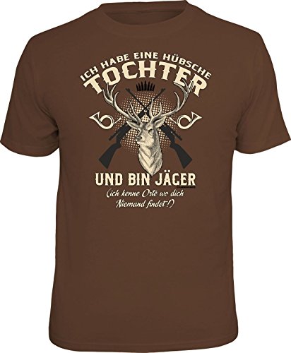 Jäger T-Shirt Jäger und hübsche Tochter Jagd Fun Shirt 4 Heroes Geburtstag Geschenk geil Bedruckt mit Urkunde von Geile-Fun-T-Shirts