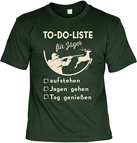 Jäger T-Shirt für Männer - to-Do-Liste für Jäger - Herren Shirts grün originelle Jagd Geschenke für Meisterjäger Bedruckt von Geile-Fun-T-Shirts