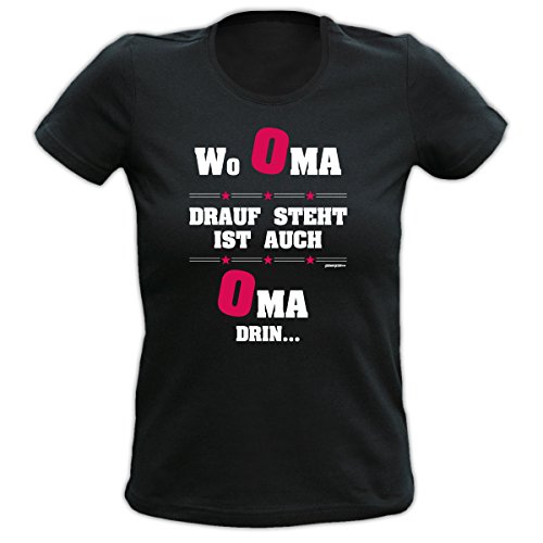 Lady Shirt Wo Oma Drauf Steht Damen Shirt Geburtstag Geschenk T-Shirt geil Bedruckt Goodman Design® von Geile-Fun-T-Shirts