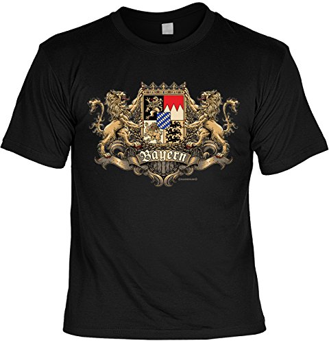 Wiesn Shirt für Männer - Löwen Wappen Bayern - Herren Shirts schwarz lustiges Geschenk-Set Bedruckt mit Urkunde von Geile-Fun-T-Shirts