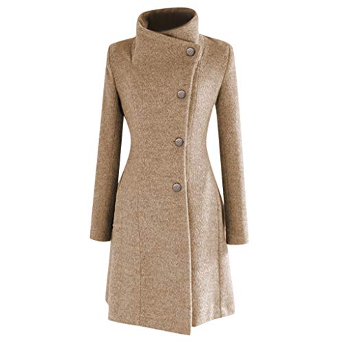 Geili Damen Wolle Mantel Normale Form Lange Tweed Mantel mit Reverskragen Frauen Elegante Übergrößen Warme Knöpfen Winter Jacken Wintermantel Wolljacke Übergangsjacke mit Gürtel von Geili Damen