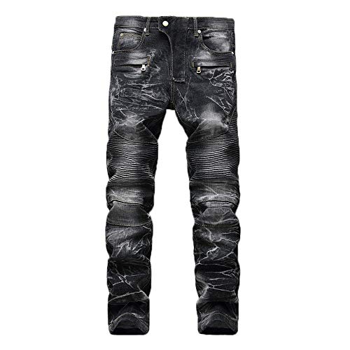 Geili Herren Jeans Hose Lang Vintage Used Look Destroyed Hohl Löchern Jeanshosen Denim Pants Basic Regular Fit Straight Jeans Große Größen Hip Hop Biker Hose Radlerhose Radhose von Geili Herren