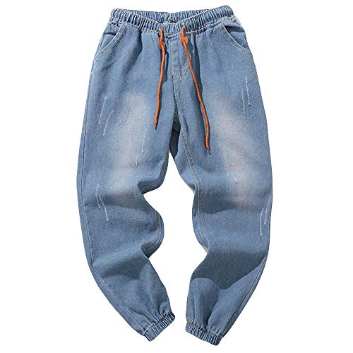 Geili Skinny Jeanshose übergröße Herren Modern Gummizug Lang Jeans Hosen Herbst Freizeit Strech Denim Baumwolle Hose Vintage Used Basic Regular Fit Arbeitshose von Geili Herren