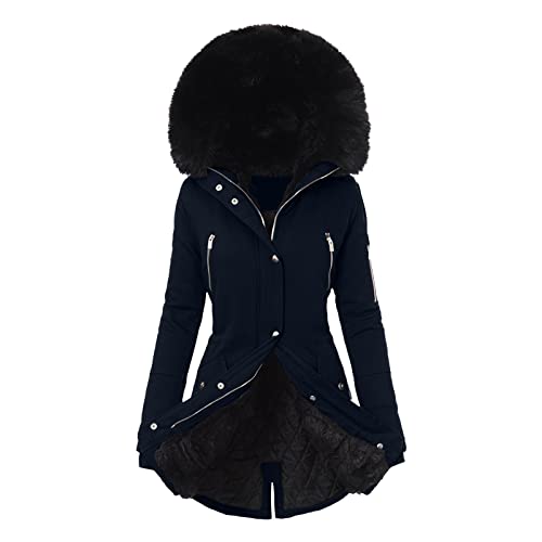 Damen Mantel Mit Fell Frauen Plus Größe Täglich Wintermantel Reverskragen Langarm Jacke Vintage Verdicken Mantel Jacke Warme Kapuze Dick Gepolsterte Oberbekleidung Mäntel Damen Winter Elegant von Geilisungren