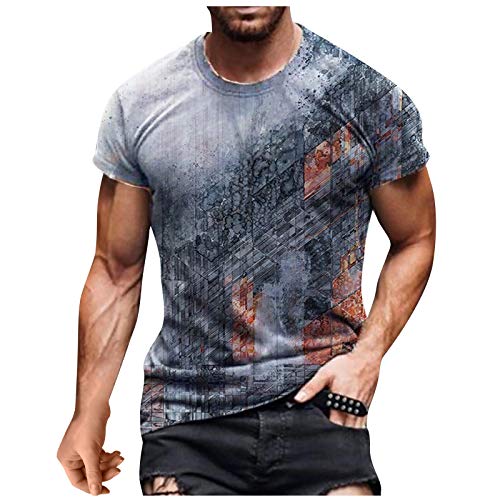 Geilisungren Herren Basic Rundhalsausschnitt Kurzarm T-Shirts Bunt Handabdruck Sommer Bluse Männer 3D Drucken Lustig Shirts Alltag Party Tops von Geilisungren