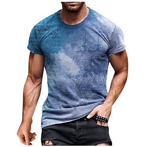 Geilisungren Herren Basic Rundhalsausschnitt Kurzarm T-Shirts Bunt Handabdruck Sommer Bluse Männer 3D Drucken Lustig Shirts Alltag Party Tops von Geilisungren