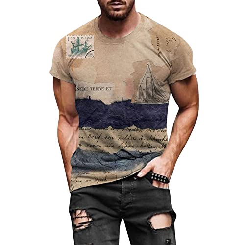 Geilisungren Herren Basic Rundhalsausschnitt Kurzarm T-Shirts Bunt Handabdruck Sommer Bluse Männer 3D Drucken Lustig Shirts Alltag Party Tops von Geilisungren