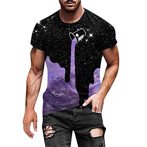 Geilisungren Herren Basic Rundhalsausschnitt Kurzarm T-Shirts Bunt Handabdruck Sommer Bluse Männer 3D Drucken Lustig Shirts Alltag Party Tops von Geilisungren