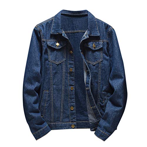 Geilisungren Herren Jeansjacke Biker Motorrad Jeans Jacket Vintage Umlegekragen Denim Jacke Sweatjacke Männer Herbst Übergrößen Knöpfe Taschen Übergangsjacke Freizeit Mantel Outwear von Geilisungren