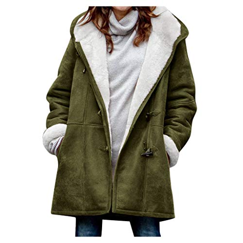 Geilisungren Vintage Übergangsjacke Damen Fleecemantel Damen Lang Outdoor Kapmantel Fellimitat Jacke Mittellang Plüschjacke Winterparka Dicker Warm Winterjacke mit Kapuze Herbst Winter Elegant Mantel von Geilisungren