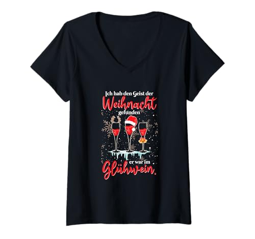 Damen Geist Der Weihnacht Glühwein Lustig Weihnachten T-Shirt mit V-Ausschnitt von Geist Der Weihnacht Glühwein Lustig Weihnachten