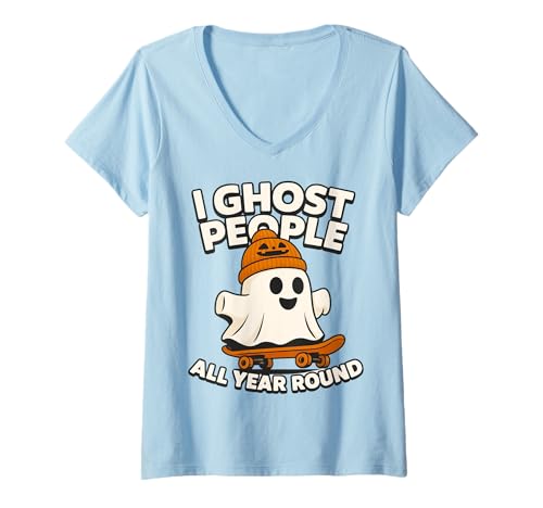 Damen I Ghost People All Year Round Lustig Halloween T-Shirt mit V-Ausschnitt Damen I Ghost People All Year Round Lustig Halloween T-Shirt mit V-Ausschnitt von Geister Sprüche Lustig Halloween