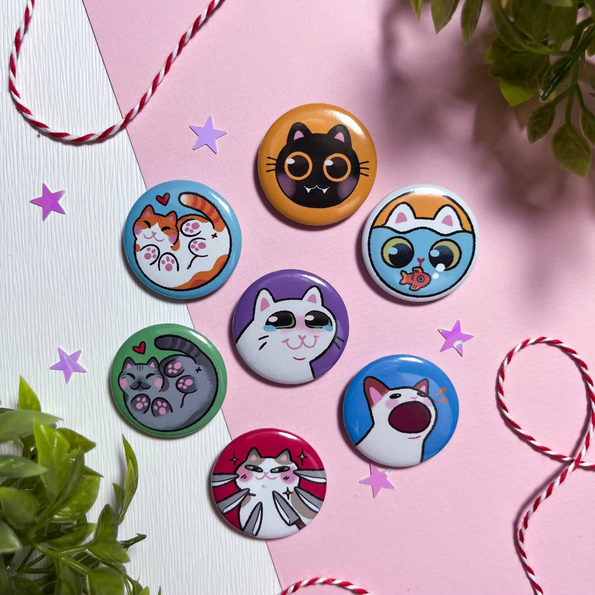 Cat Badge | Meme Cats Knive Cat Black Plop Fish Cry 32mm Cat Badge | Meme Cats Knive Cat Black Plop Fish Cry 32mm von GeisterkatzeART