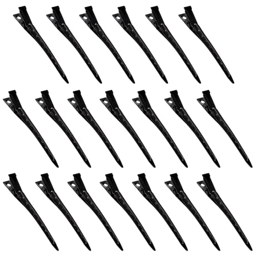 Gekamoyue Haarklammern Friseurbedarf 30 Packs, 9 cm Abteilklammern Friseur, Friseur Alligator Clips mit einer Box, Metall Haarspangen für Mädchen Haarstyling (Schwarz) von Gekamoyue