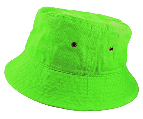 Gelante Einfarbiger Fischerhut aus 100 % Baumwolle für Damen und Herren, verstaubar, für Reisen, Sommer, Strand, neon green, Large von Gelante