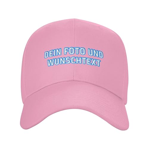 Cap Bedrucken,Personalisierte Customisable Kappe with Your Picture, Text, Logo,Personalized Adjustable Trucker Caps Casual Sun Peak Hat for Gifts-Rosa von Gelasgo