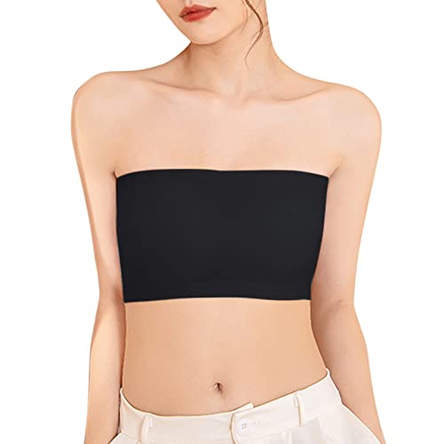 Gelb&Schwarz Brüste Verkleinern Trägerloser BH für Damen, Nahtloser BH, rutschfeste, unsichtbare Unterwäsche (Black, One Size) von Gelb&Schwarz