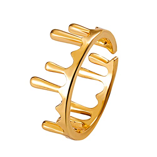 Gelb&Schwarz Vorhänge Ringe Roter gruseliger Blut-Ring, der gruselige Halloween-Horror-Ring-Ringe für Frauen tropft (Gold, One Size) von Gelb&Schwarz