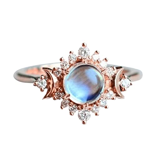 Ringe Lustig Sterne Jubiläum Mein Mond Mond Verlobung und Mode Damen Gold In Hochzeit Engagement Steinringe Meine Geschenke Lebensschmuck Himmlische Ringe Ringe Der Ringe Fanartikel (Rose Gold, 7) von Gelb&Schwarz