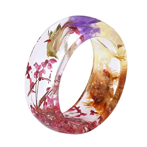 Ringelblumen Blüten und Harz Ringe Männer Harz Mode besonderes Geschenk für Frauen Ring Geschenke Schmuck schöne Ringe Ringe Und Armbänder (Multicolor, One Size) von Gelb&Schwarz