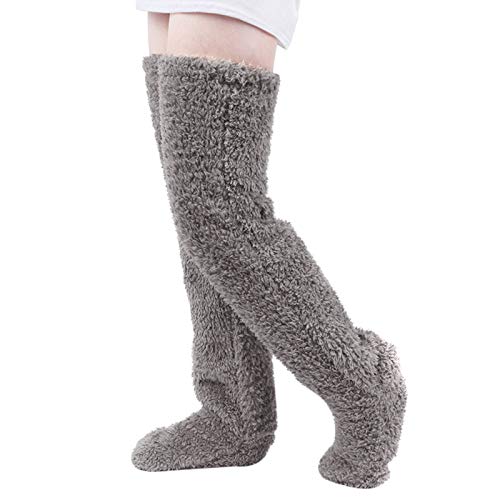 Gelentea Overknee High Flauschige Lange Socken Plüsch Hausschuhe Strümpfe Beinwärmer Winter Home Schlafsocken von Gelentea