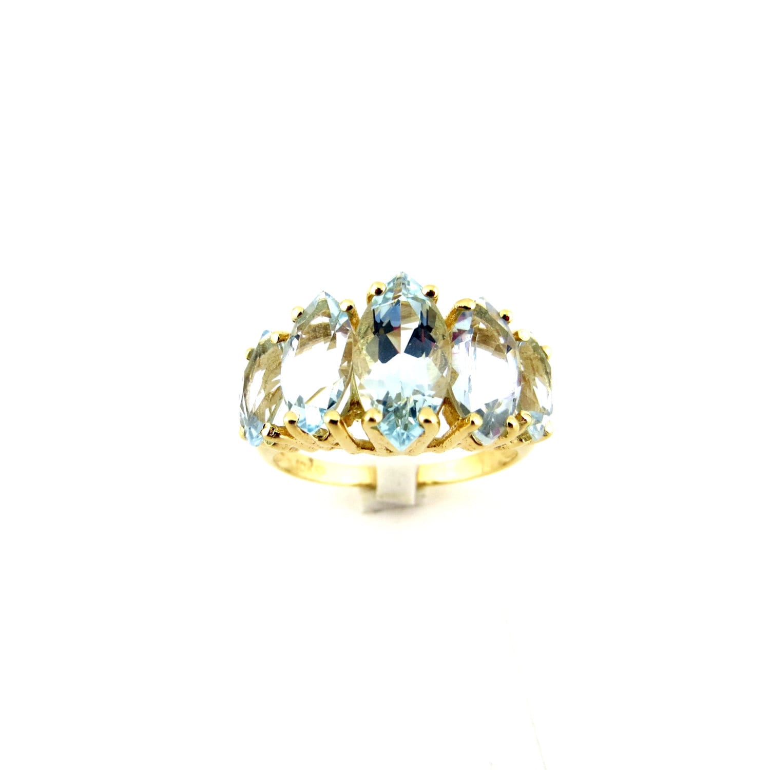 Echte Marquise Geschnitten Natürliche Blaue Aquamarin Gelbgold Große Band Ring Echte Marquise Geschnitten Natürliche Blaue Aquamarin Gelbgold Große Band Ring von Geligems