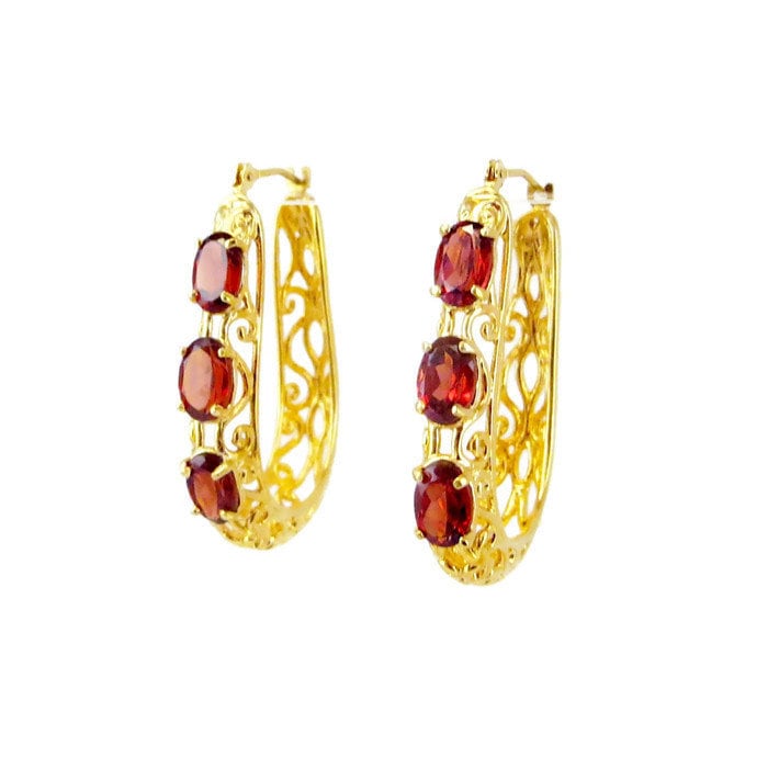 Vergoldeter Silber-Filigranschmuck Mit Echtem Natürlichen Granat Oder Peridot Amethyst-Silberohrring von Geligems