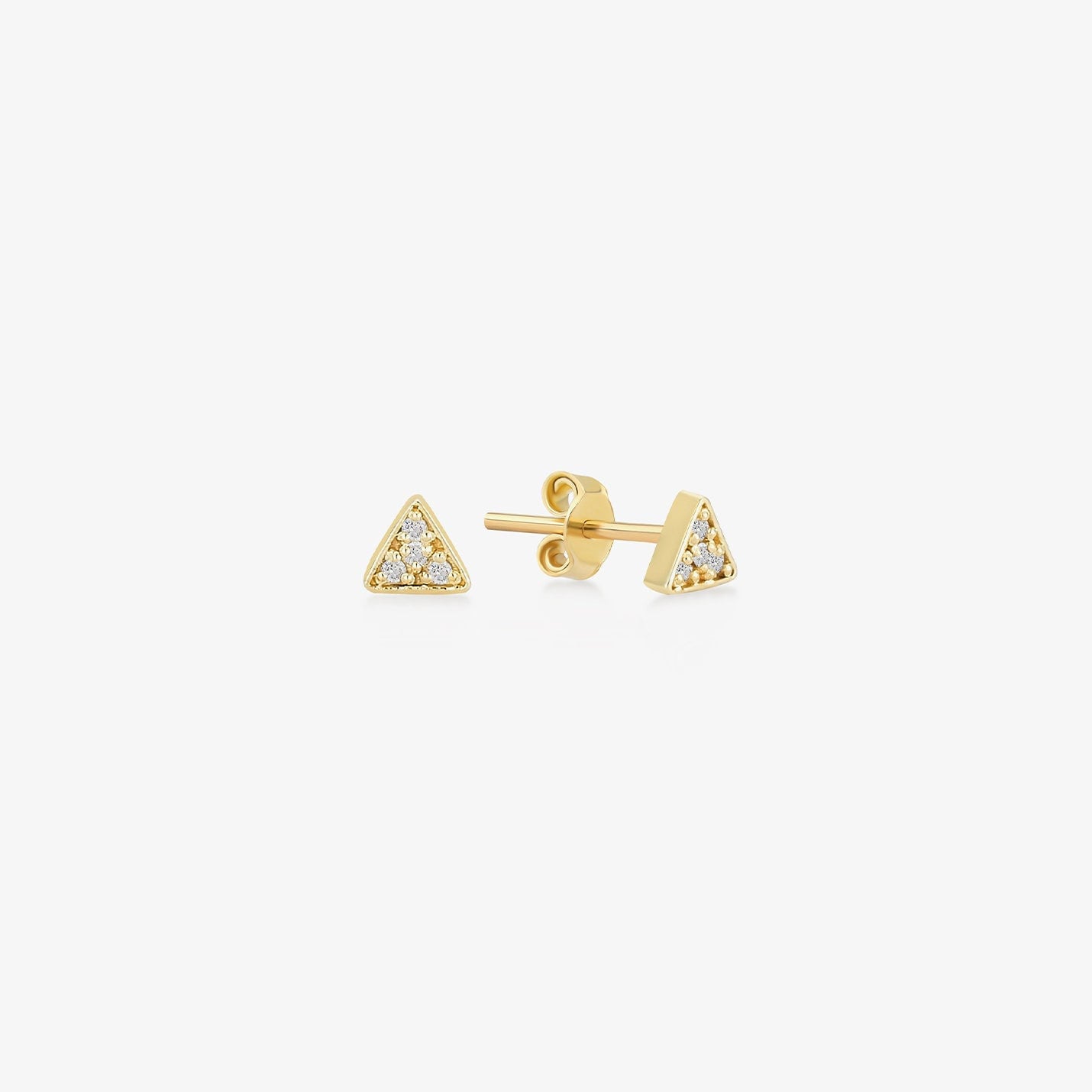 14K Gold Diamant Dreieck Ohrstecker | Pave Ohrringe Solid Form Pflastern Geschenk Für Frauen von GelinDiamond