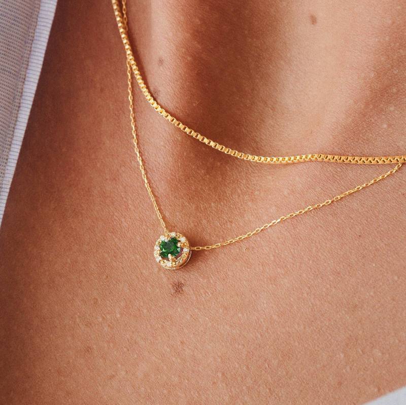 Gelin 14K Diamant Smaragd Halskette | Echter Anhänger Solid Gelb, Rose Oder Weißgold Feinen Schmuck Für Frauen von GelinDiamond