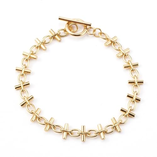 Gelirda 10 Stück Messing-Stangen-Glieder-Ketten-Armband mit T-Steg-Verschlüssen, goldene Knebelverschlüsse, Armbänder für Geburtstag, Hochzeit, Party, Schmuck, Geschenk von Gelirda