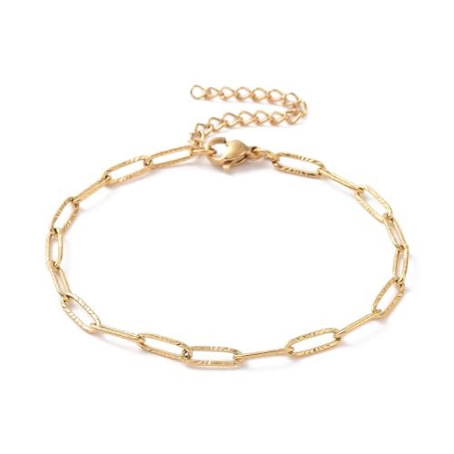 Gelirda 10 Stück goldene Büroklammerketten-Armbänder aus Edelstahl, gedrehte Ketten für Geburtstag, Party, Hochzeit, Schmuck, Geschenk von Gelirda