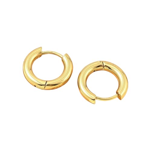 Gelirda 12 Paar Edelstahl Creolen Goldene Runde Ring Ohrringe mit Riegelverschluss für Geburtstag Hochzeit Party Schmuck Geschenk von Gelirda