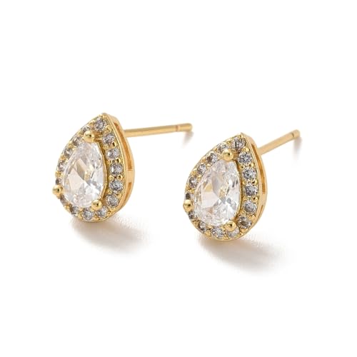 Gelirda 5 Paar klare Zirkonia Teardrop Ohrstecker Messing Tropfen baumeln Ohrring für Schmuck Dekoration Geburtstag Party Geschenk von Gelirda